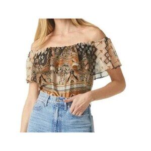 NWT MISA Los Angeles shirt size small with navy, light blue, bronze, & gold